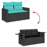 Set Divani da Giardino con Cuscini 8 pz Nero in Polyrattan