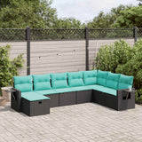 Set Divani da Giardino con Cuscini 8 pz Nero in Polyrattan