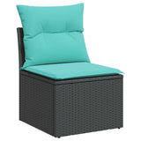 Set Divani da Giardino 5 pz con Cuscini in Polyrattan Nero