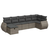 Set Divani da Giardino 7 pz con Cuscini Grigio in Polyrattan