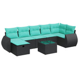 Set Divani da Giardino con Cuscini 8 pz Nero in Polyrattan