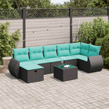 Set Divani da Giardino con Cuscini 8 pz Nero in Polyrattan