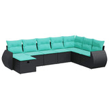 Set Divani da Giardino con Cuscini 8 pz Nero in Polyrattan