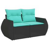 Set Divani da Giardino con Cuscini 8 pz Nero in Polyrattan