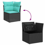 Set Divani da Giardino con Cuscini 8 pz Nero in Polyrattan