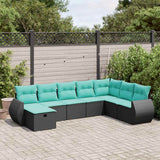 Set Divani da Giardino con Cuscini 8 pz Nero in Polyrattan