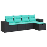 Set Divani da Giardino 5 pz con Cuscini in Polyrattan Nero
