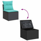 Set Divani da Giardino 5 pz con Cuscini in Polyrattan Nero
