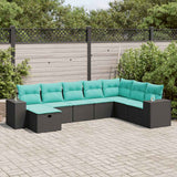 Set Divani da Giardino con Cuscini 8 pz Nero in Polyrattan