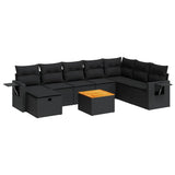 Set Divani da Giardino 9 pz con Cuscini Nero in Polyrattan