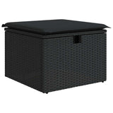 Set Divani da Giardino 10pz con Cuscini in Polyrattan Nero