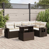 Set Divano da Giardino 6 pz con Cuscini Marrone in Polyrattan