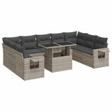Set Divano Giardino 10 pz con Cuscini Grigio Chiaro Polyrattan