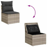 Set Divano Giardino 10 pz con Cuscini Grigio Chiaro Polyrattan