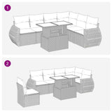 Set Divani da Giardino con Cuscini 7pz Nero Polyrattan Acacia
