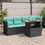 Set Divani da Giardino 5 pz con Cuscini in Polyrattan Nero