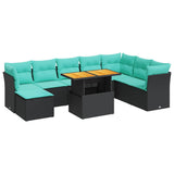 Set Divano da Giardino 6 pz con Cuscini Nero in Polyrattan