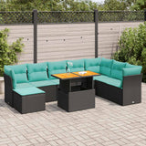 Set Divano da Giardino 6 pz con Cuscini Nero in Polyrattan