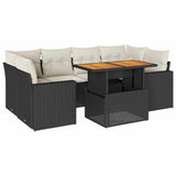 Set Divani da Giardino con Cuscini 7pz Nero Polyrattan