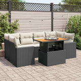 Set Divani da Giardino con Cuscini 7pz Nero Polyrattan