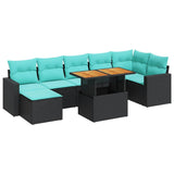Set Divani da Giardino con Cuscini 8 pz Nero in Polyrattan