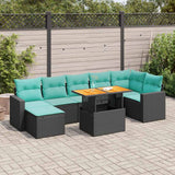 Set Divani da Giardino con Cuscini 8 pz Nero in Polyrattan