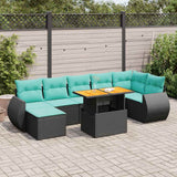 Set Divani da Giardino con Cuscini 8 pz Nero in Polyrattan