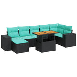 Set Divani da Giardino con Cuscini 8 pz Nero in Polyrattan