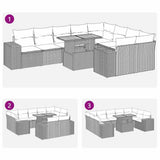 Set Divani da Giardino 10pz con Cuscini in Polyrattan Nero