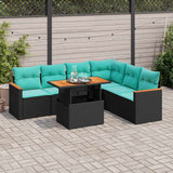 Set Divani da Giardino con Cuscini 7pz Nero Polyrattan