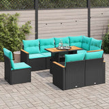 Set Divani da Giardino 9 pz con Cuscini Nero in Polyrattan