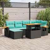 Set Divani Giardino 7 pz con Cuscini Marrone Polyrattan Acacia