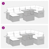 Set Divano da Giardino 8pz con Cuscini Grigio Polyrattan Acacia