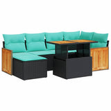 Set Divani Giardino 7 pz con Cuscini Marrone Polyrattan Acacia