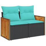 Set Divano da Giardino 8pz con Cuscini Grigio Polyrattan Acacia
