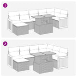 Set Divano da Giardino 8pz con Cuscini Grigio Polyrattan Acacia