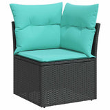 Set Divani da Giardino 11 pz con Cuscini Polyrattan Acacia Nero