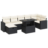 Set Divani da Giardino con Cuscini 8 pz Nero in Polyrattan