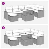 Set Divani da Giardino con Cuscini 8 pz Nero in Polyrattan