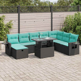 Set Divano da Giardino 9pz con Cuscini Grigio Polyrattan Acacia