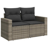 Set Divano da Giardino 9pz con Cuscini Grigio Polyrattan Acacia
