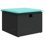 Set Divano da Giardino 6 pz con Cuscini Nero Polyrattan Acacia