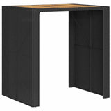 Set Bar da Giardino 3pz senza Cuscini Nero in Polyrattan Acacia