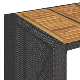 Set Bar da Giardino 3pz senza Cuscini Nero in Polyrattan Acacia