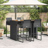 Set Bar da Giardino 5pz senza Cuscini Nero in Polyrattan Acacia