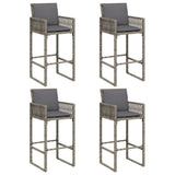 Set Bar da Giardino 5 pz con Cuscini Nero in Polyrattan Acacia
