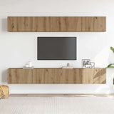 Set di 4 mobili porta TV a parete Rovere Artigianale 100x30x30 cm