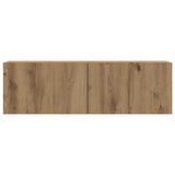 Set di 4 mobili porta TV a parete Rovere Artigianale 100x30x30 cm