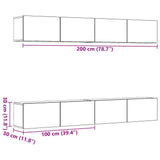 Set di 4 mobili porta TV a parete Rovere Artigianale 100x30x30 cm