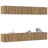 Set di 4 mobili porta TV a parete Rovere Artigianale 100x30x30 cm